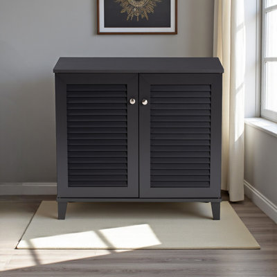 Diora Gray Finish 4-Shelves With 2-Door Shoe Storage Cabinet, 27.17" H X 29.56" W X 14.20" D