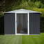 Abri de jardin gris Apex, 10 x 8/10 x 12, structure en aluminium, 4 fenêtres, porte verrouillable, coffre à outils en métal-112897103