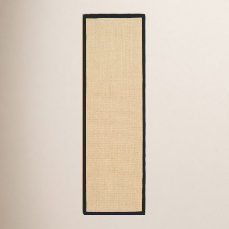 Cybil Auckland Jute Maize/Black Area Rug, Runner 2'6" x 12'