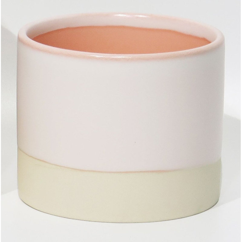 Pot à fleurs rose Gotay avec base de couleur naturelle, H 3,9 po x l 4,7 po x P 4,7 po, Orangé