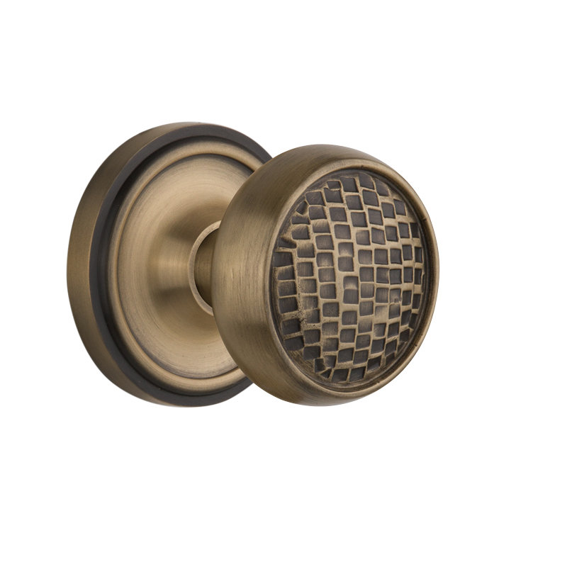 Classic Rosette with Craftsman Door Knob, Antique Brass, 2-3/8"