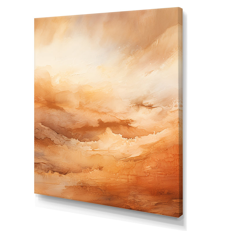 «Beige Sandy Clouds Horizon», reproduction d'art sur toile, Toile tendue, H 32 po x l 24 po x P 1 po