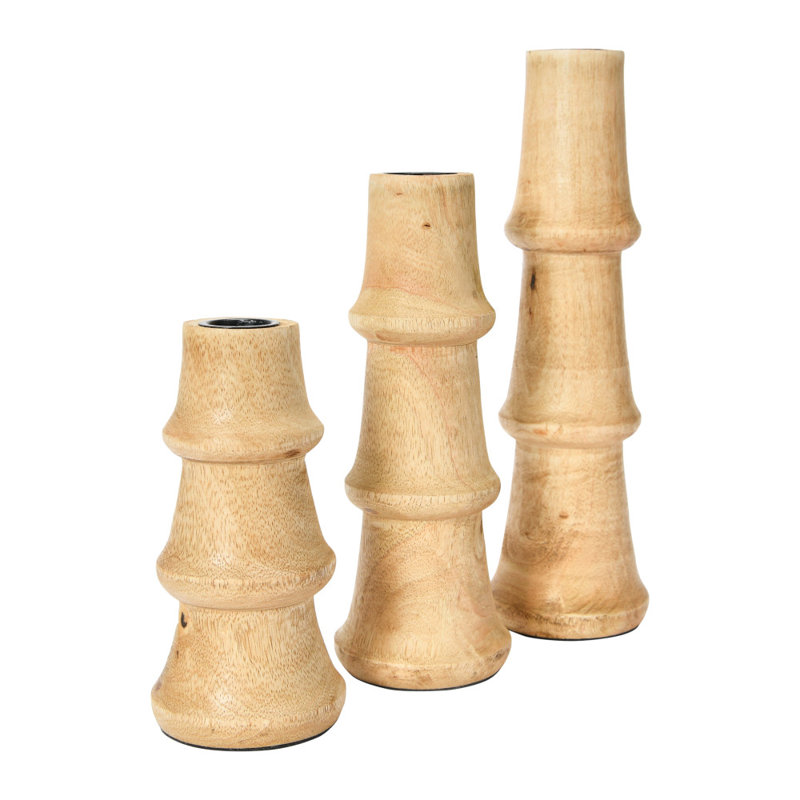 Solid Wood Tabletop Candlestick, Natural