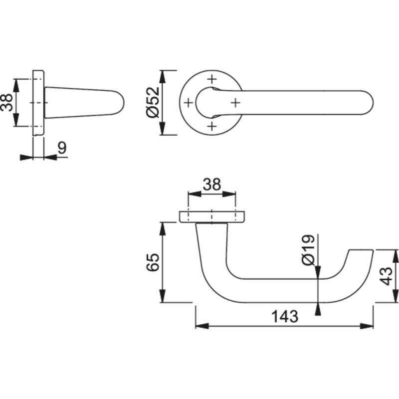 Amalric Pasage Right Hand Door Handle, Aluminium Gold