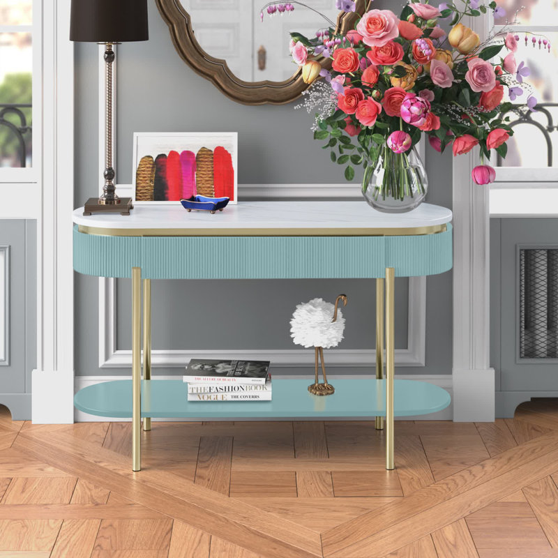 Bembry 48'' Console Table, Green/Gold