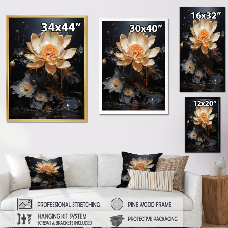 Harmonie mystique lotus IV sur toile, Toile tendue, H 44 po x l 34 po