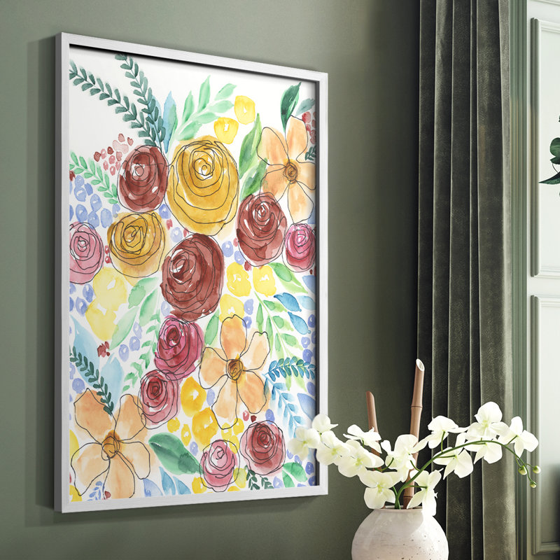 Flower Carousel II, reproduction encadrée - bois massif, Blanc, H 14 po x l 11 po