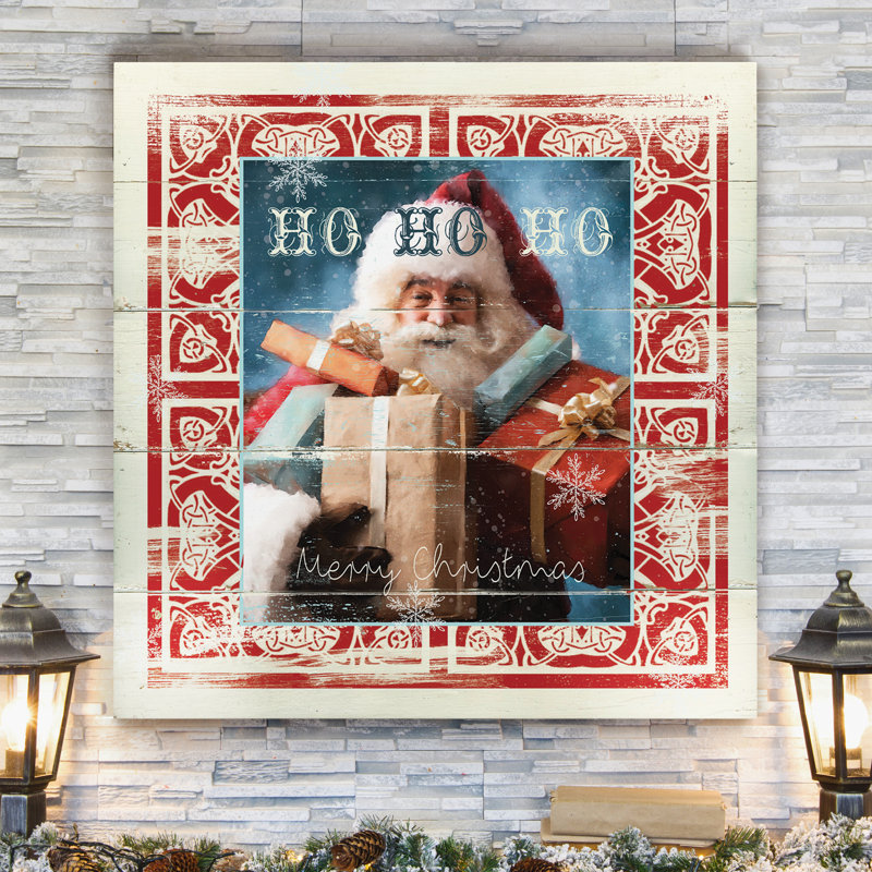 Shiplap Santa - reproduction sur toile tendue, H 10 po x l 10 po x P 1,5 po