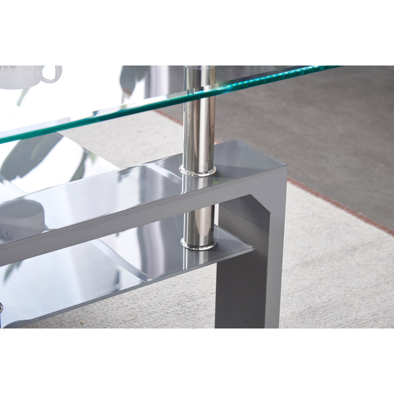 Timsbury Four Leg Coffee Table with Storage, Grey