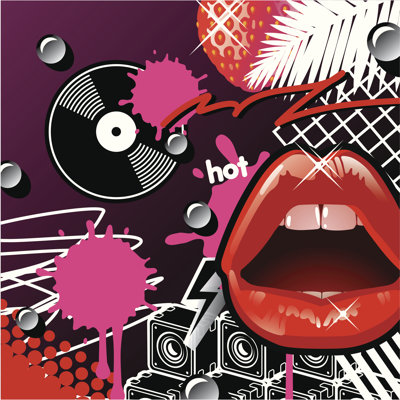 Lips And Vinyl - Wrapped Canvas Print