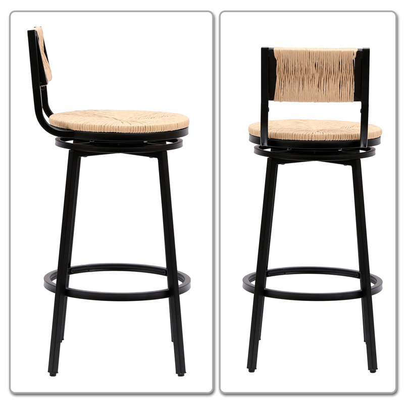 Chassady Swivel Counter Stool with Metal Frame, Honey