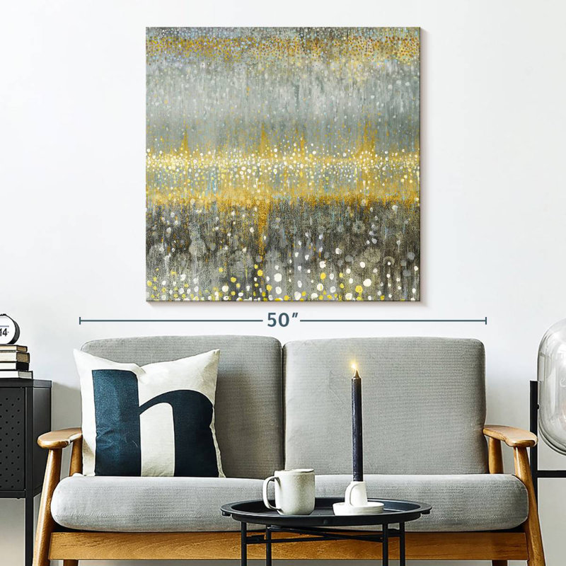 Pluie Avery jaune gris, H 33 po x l 33 po