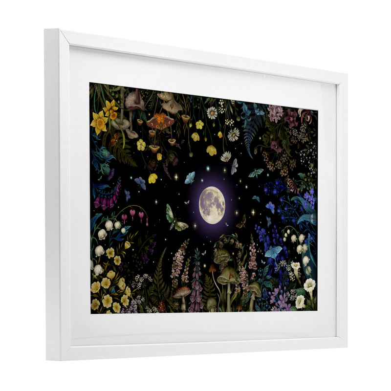 «Night Garden with Moth», reproduction d'art sous verre encadrée par Episodic Dessins, H 17 po x l 23 po