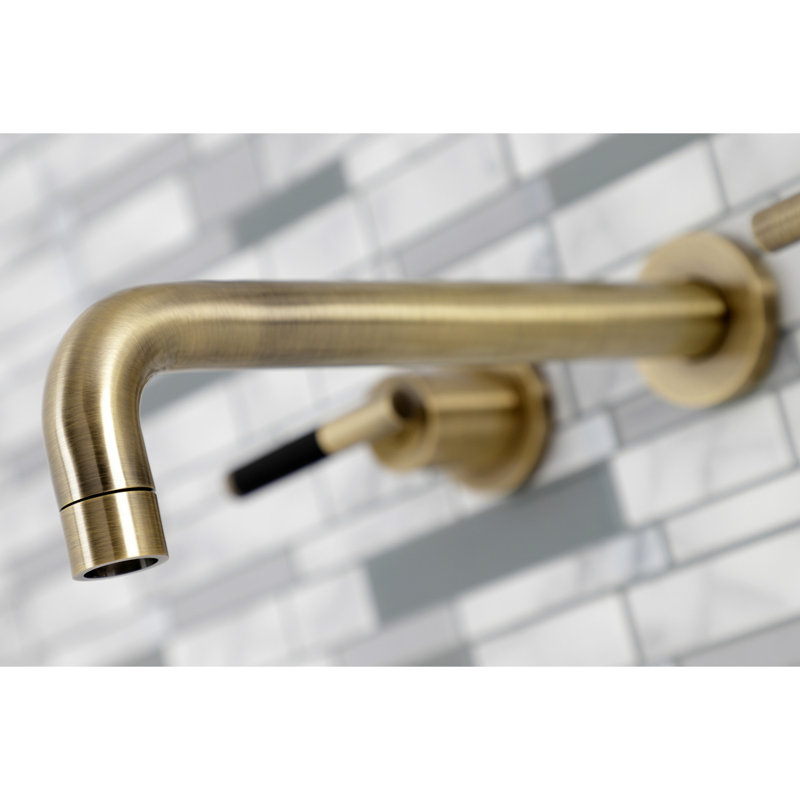 Kingston Brass Kaiser Two-Handle 3-Hole Wall Mount Roman Tub Faucet, Antique Brass