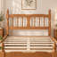 Lit plateforme en bois Altuna pour lits jumeaux/grand lit, avec tête et pied de lit à fuseaux-1159123075-1159123077