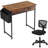 Desk and Chair Set: 32 Inch Computer Desk & Height Adjustable Black Mesh Chair-2056004291