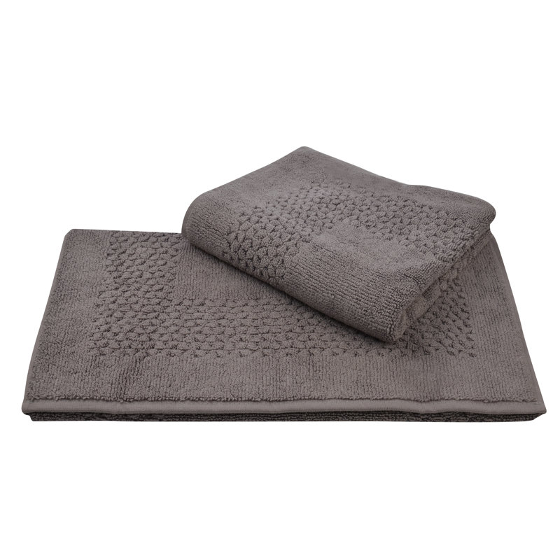 Tapis pour salle de bain en coton Depue, Gris