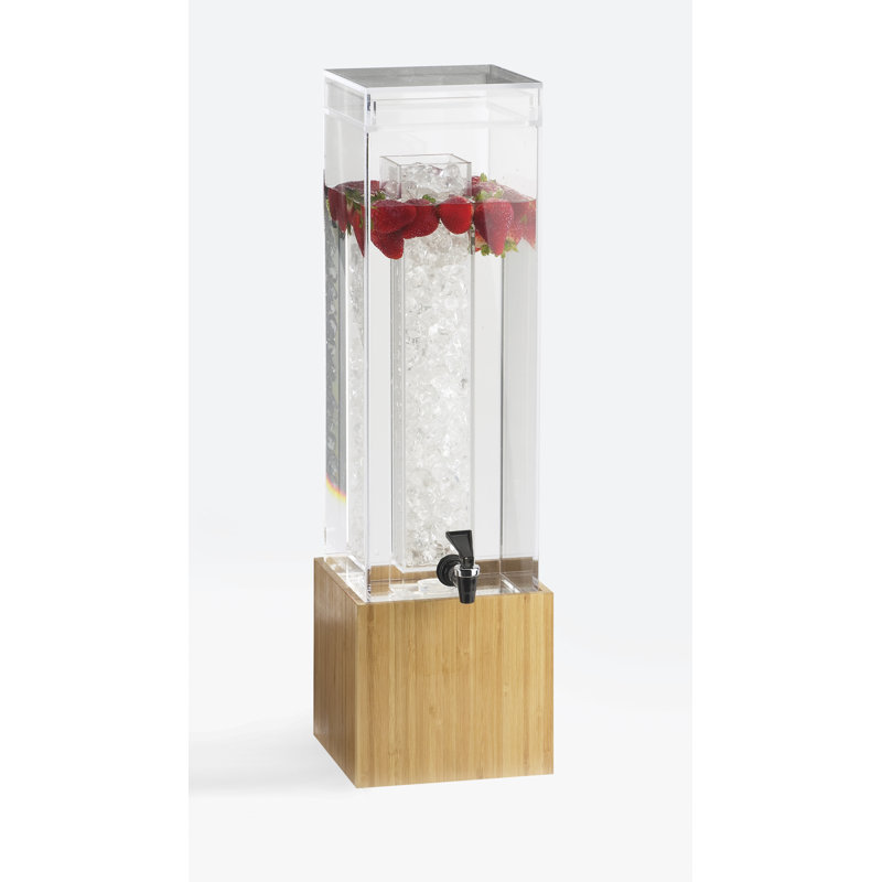 Distributeur de boissons 1,5 gallon avec chambre à glace, Transparent / bambou