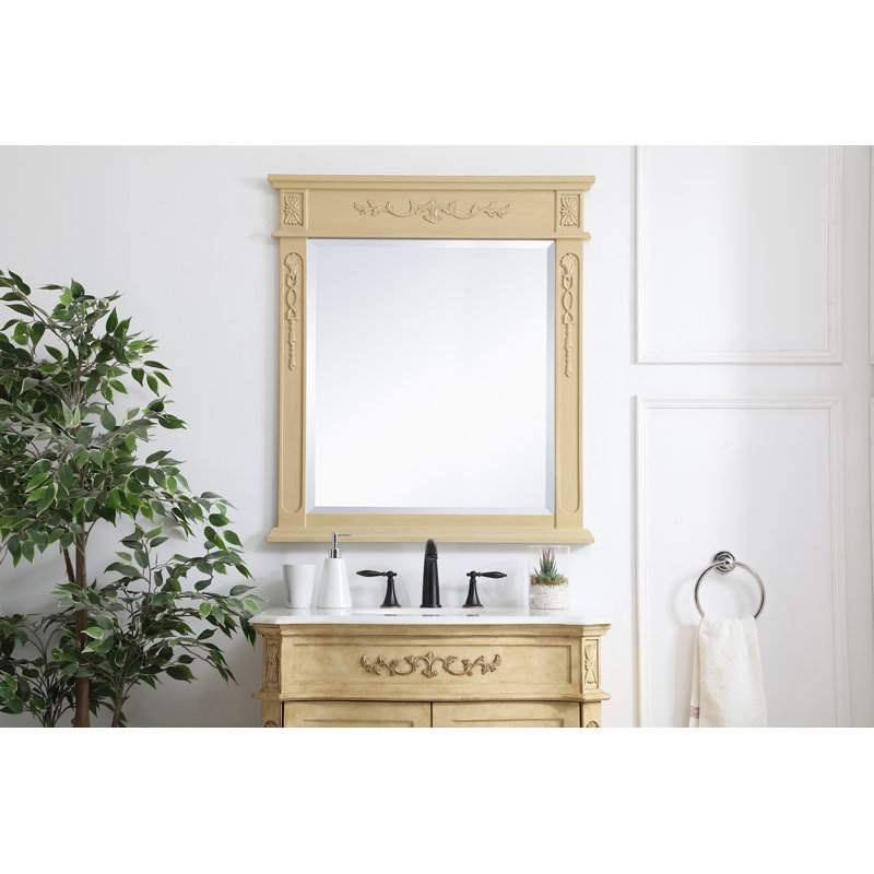 Miroir de salle de bain/meuble-lavabo traditionnel Nai, Beige antique clair, 36 po x 32 po
