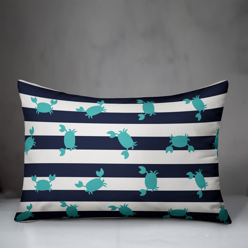 Outdoor Throw Pillow, Polyester/Polyfill, Navy/Teal/White