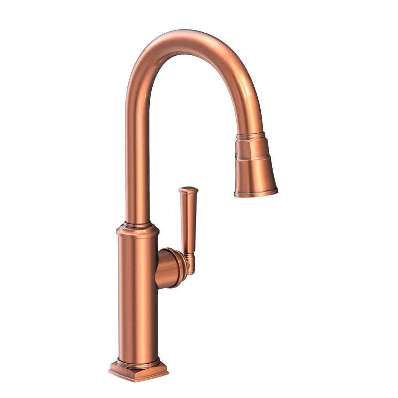Zemora Single Handle Pull Down Kitchen Faucet, Antique Copper