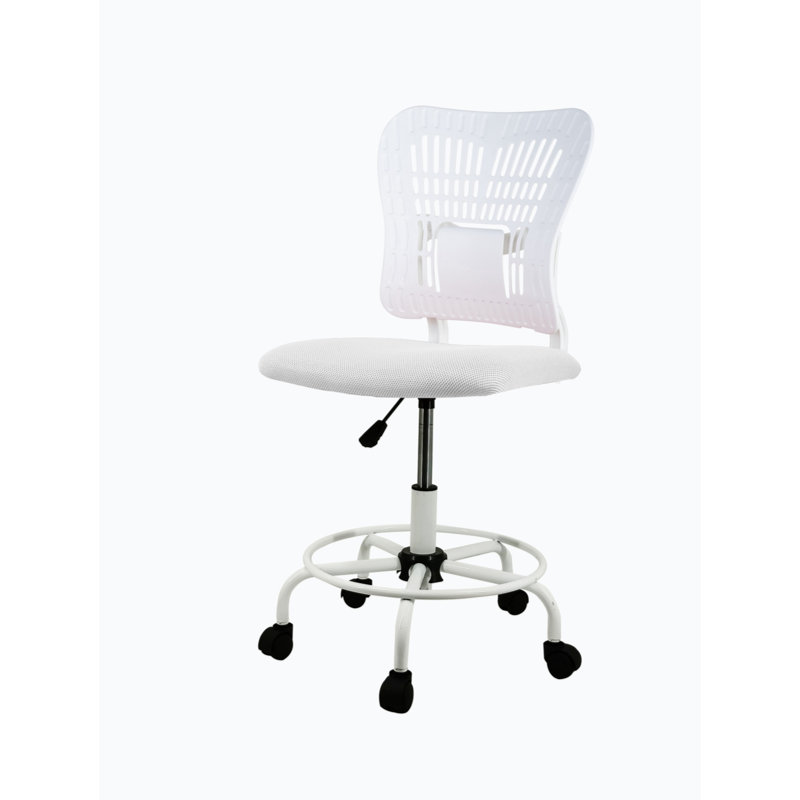 Chaise de travail Keair, Blanc / noir, Blanc