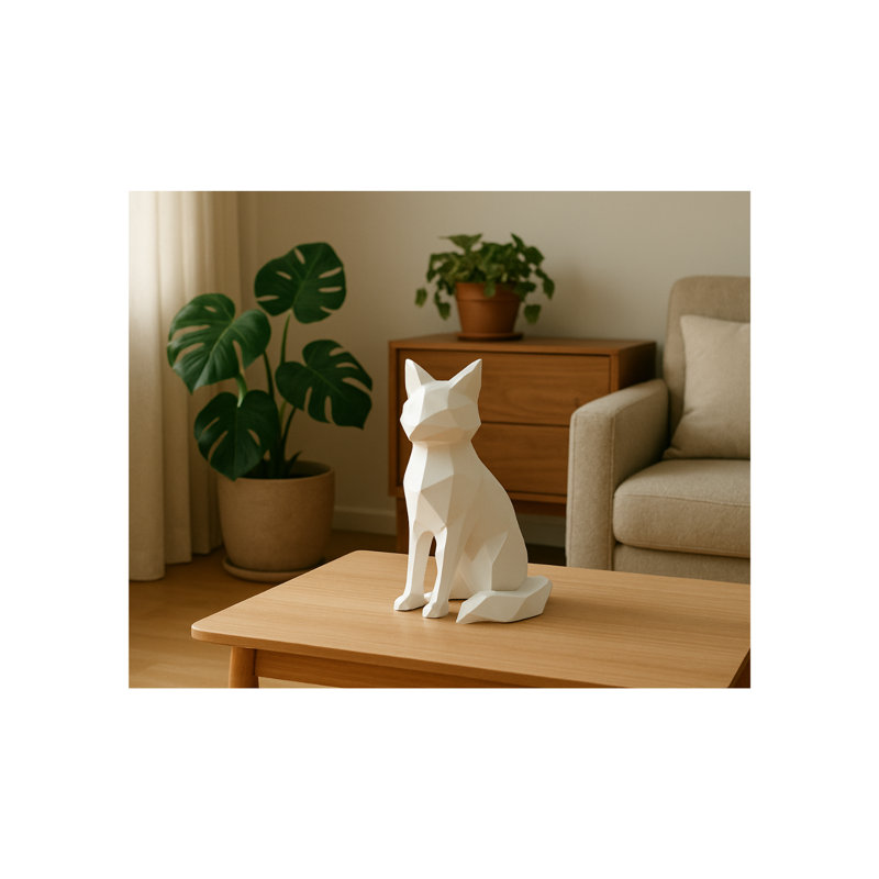 Modern-White-Geometric-Fox-Statue
