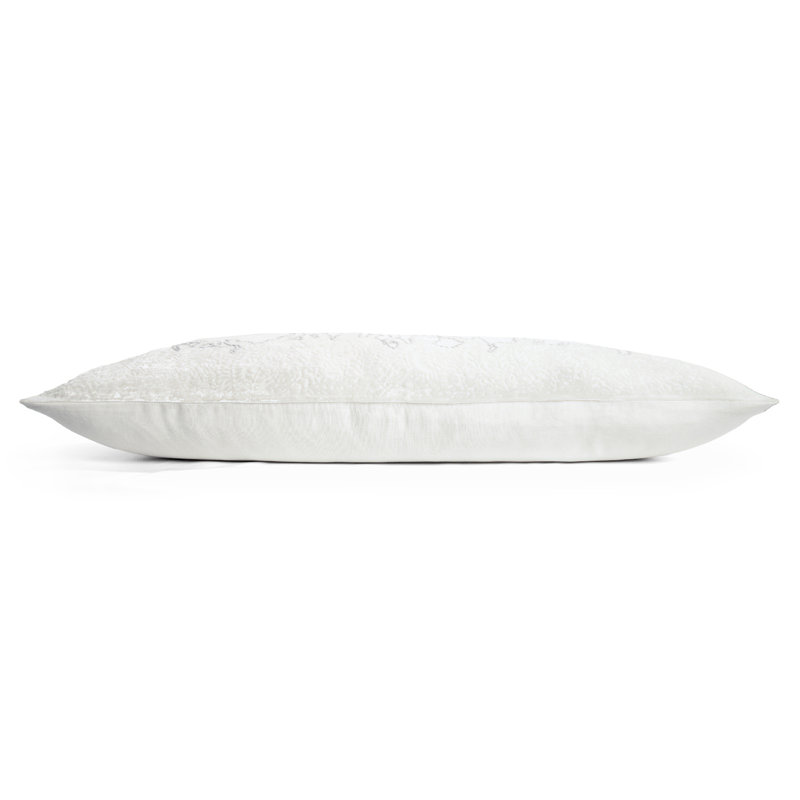 Ferns Floral Linen Throw Pillow, White Gray, Rectangle 16" H x 36" W