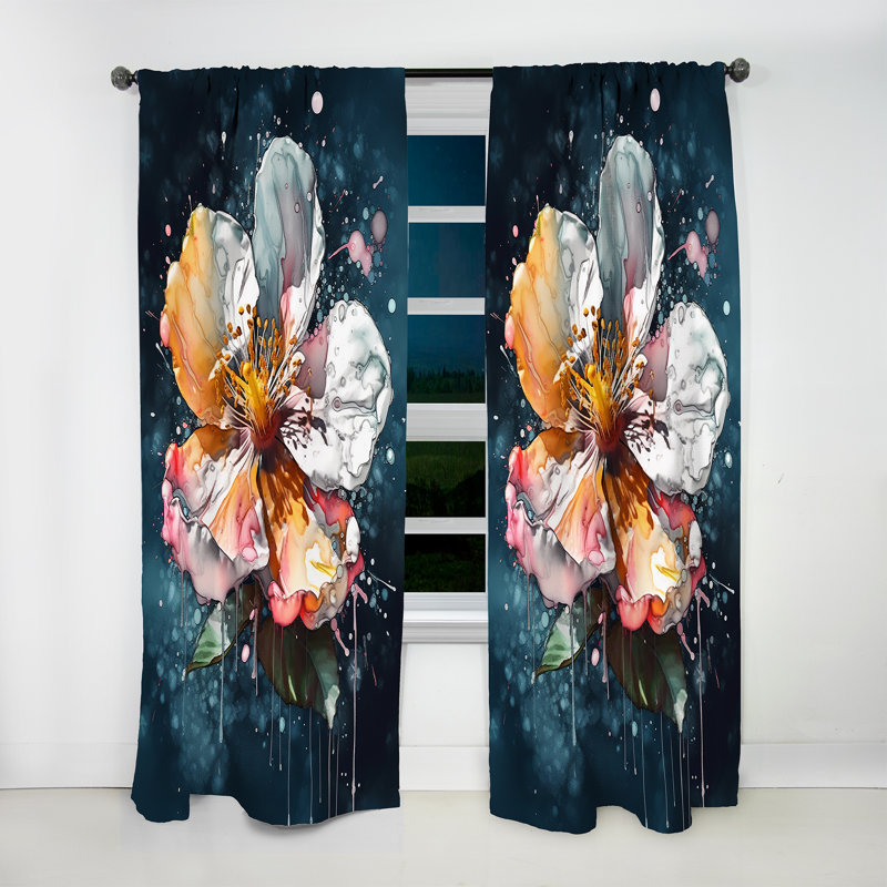 Aprin - Lily Curtain - Room Darkening Floral Curtain - 1 Panels, 52" W x 95" L