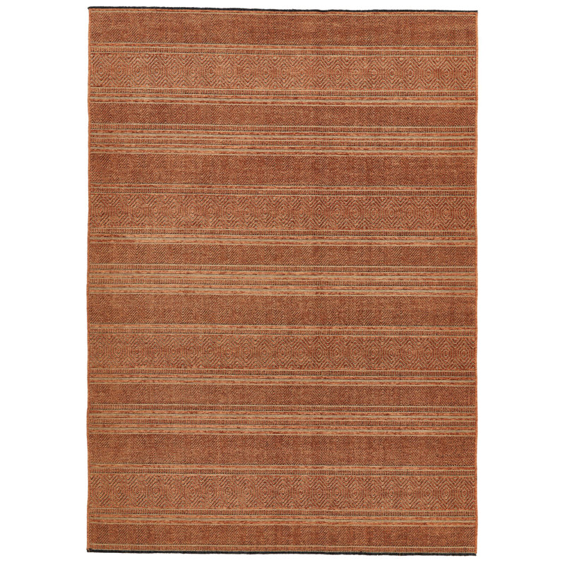 Tapis contemporain rouille foncé et rouille 7 x 9