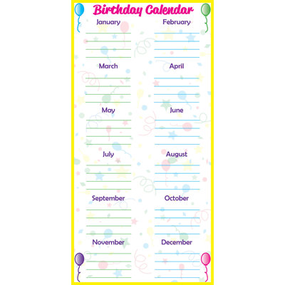 Low-Tac Birthday Calendar