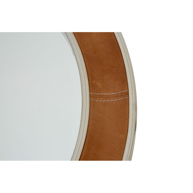 Check Solid Wood Flat Wall Mirror, 58cm H x 58cm W x 4cm D, Tan
