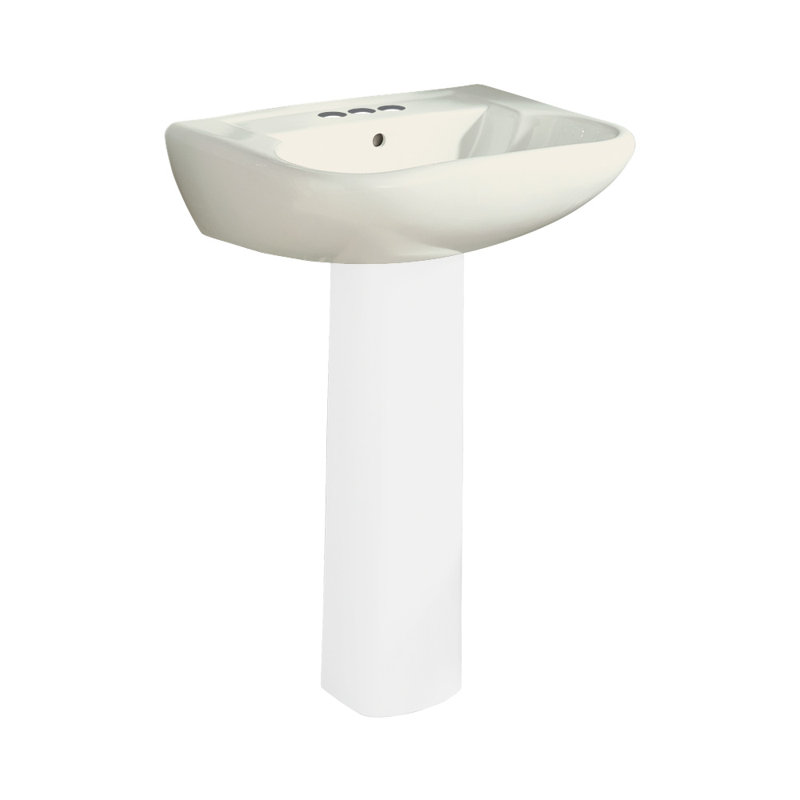 Southhampton Vitreous China U-Shaped Pedestal Bathroom Sink with Overflow, Biscuit, 9" H x 18.25" W x 23.375" L, 4" Centers