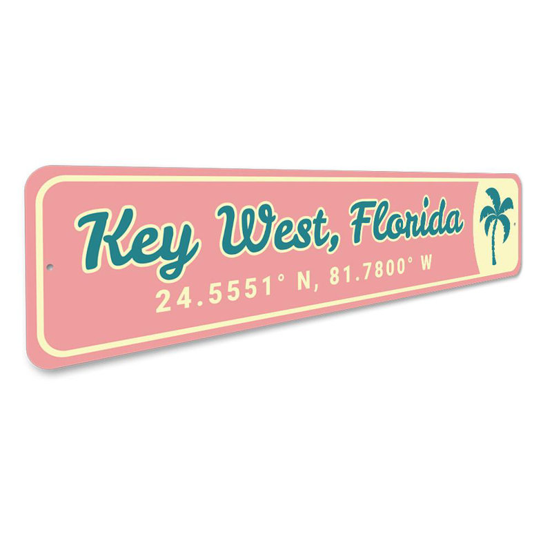 Enseigne en aluminium Key West Arrow, H 4 po x l 18 po x P 0,04 po