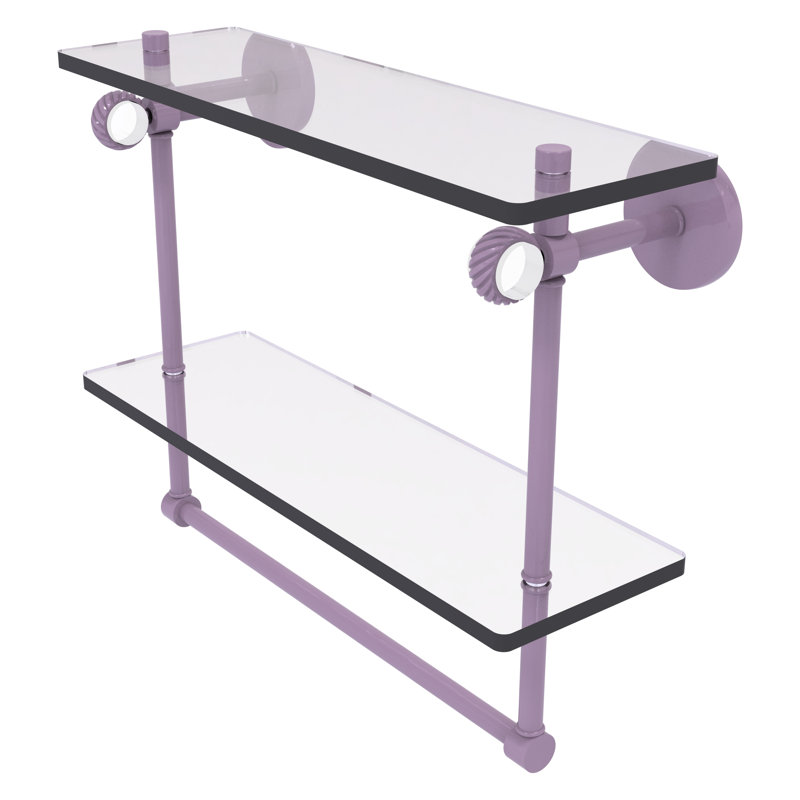 Tablette flottante 2 pièces avec barre à serviettes Clearview, H 12,8 po x l 16 po x P 5,6 po, Lavande