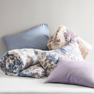 Floral Taupe Twin Bed Comforter With Sheets, In A Bag Contains Comforter, 1 Sham, Flat Sheet, Fitted Pillowcase, Soft Microfiber Print, Watercolor Diamond Design, Proof Filling, Machine Washable