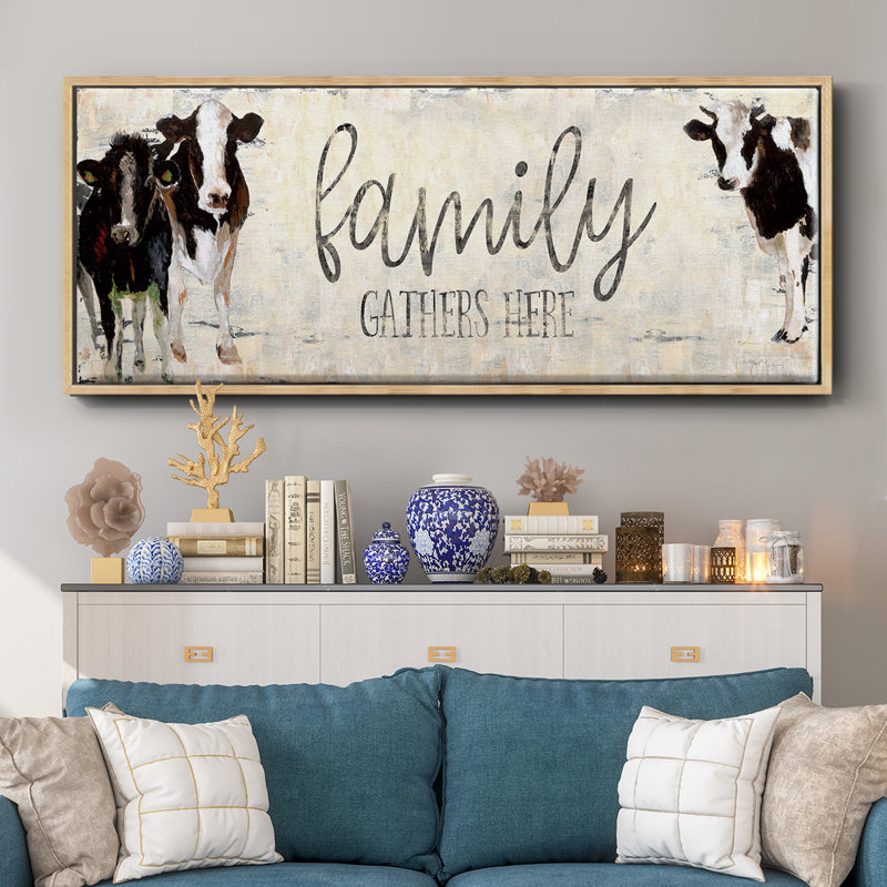 «Family Gather Here», toile encadrée, H 20 po x l 50 po