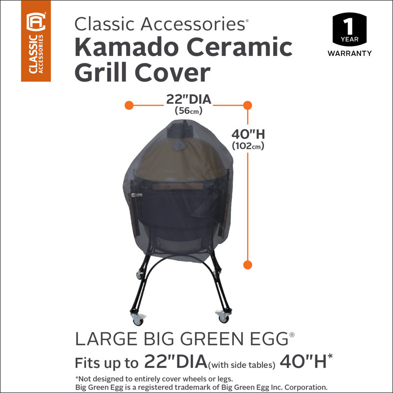 Classic Kamado Ceramic BBQ Grill Cover - Fits, 40" H x 22" W