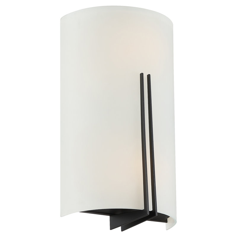 Alexane - LED 13" Tall Wall Sconce - Matte Black Finish - White Glass - Replaceable LED