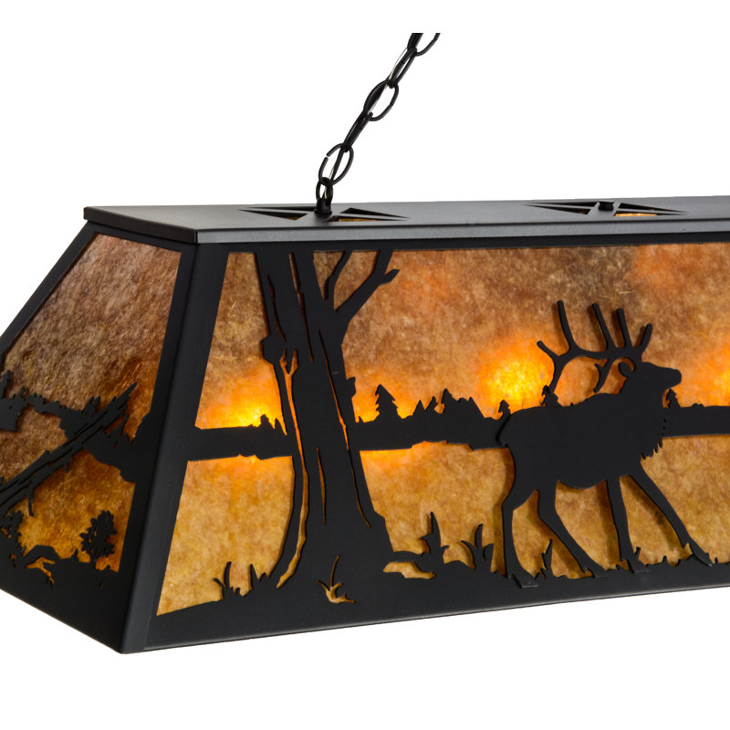 Rustic Lodge 6 - Light Textured Black Pool Table Lights Pendant