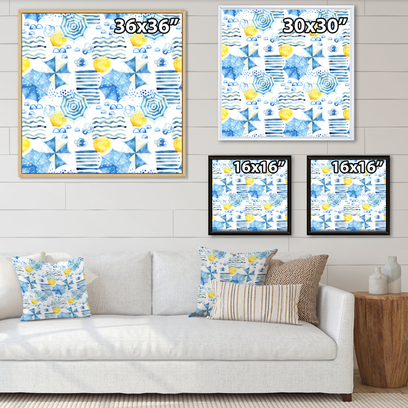 «Holiday Sun with Water Waves Sun And Umbrella I», reproduction d'art sur toile, H 30 po x l 30 po x P 1 po