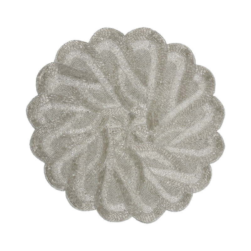 Hand Beaded Braided Circular, Silver