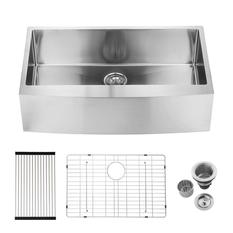 33"x21"x10"Farmhouse Apron Single Bowl Stainless Steel Kitchen Sink