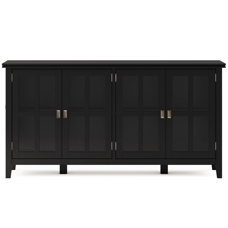 Black Solid Wood 66'' Traditional Sideboard with Adjustable Shelving