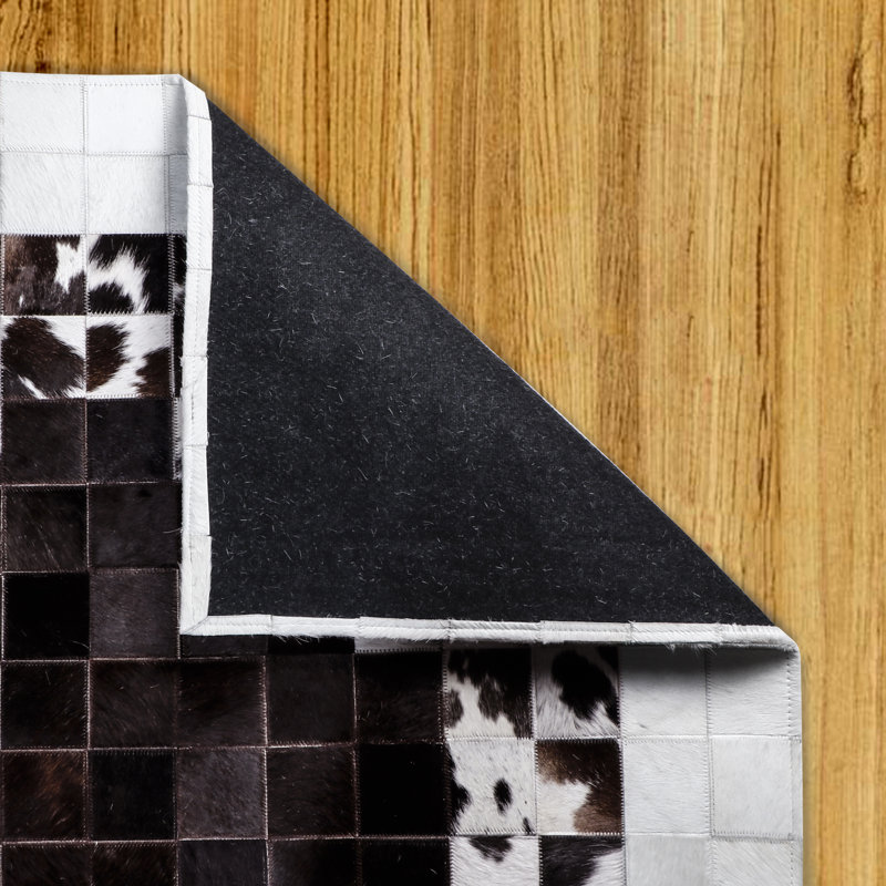Bolme Cowhide Patchwork Indoor Rug, Rectangle 4' x 6'