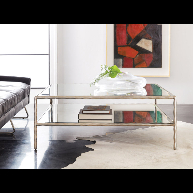 Table basse biologique avec rangement, Aluminium antique, Clair, H 18 po x L 48 po x l 48 po