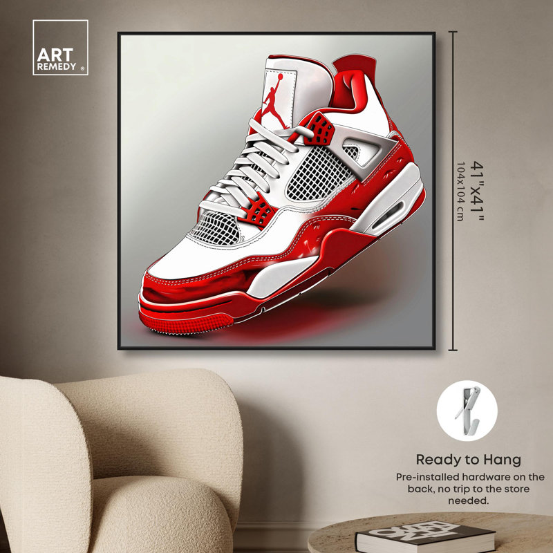 «Sneaker» par Art Remedy, H 41 po x l 41 po, Reproduction encadrée sans passe-partout, Noir, noir, noir, noir