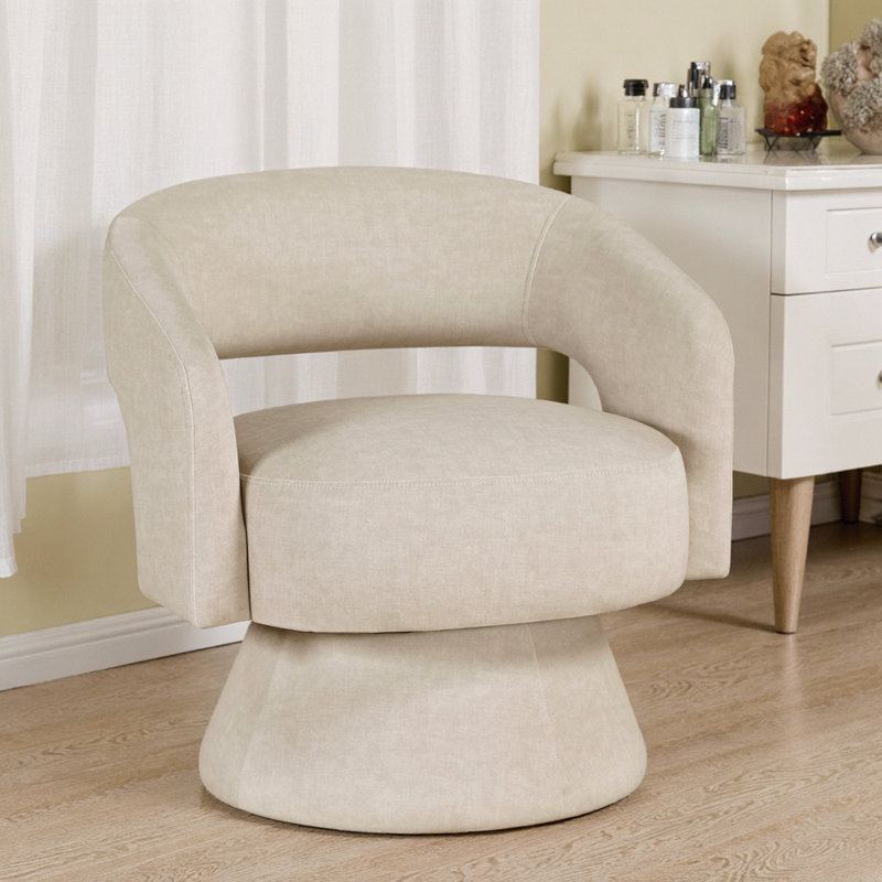 Elegant Modern Swivel Accent Chair in Taupe Velvet with Solid Wood Frame - Luxurious Home Decor for Effortless Style and Comfort