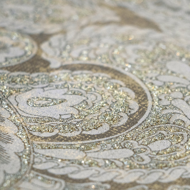 Adonea Aphrodite Glass Beads 3D Embossed 33' L x 21" W Wallpaper Roll, Brown Gold