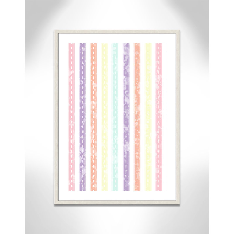 Adhésif décoratif Whimsical Stripe, H 35,5 po x l 25,5 po x P 1,1875 po, Encadré de boîte à grain de bois blanc